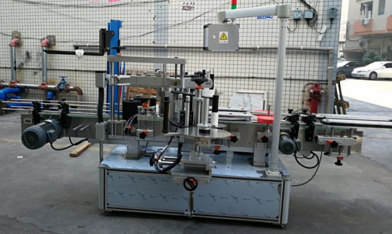 ორმაგი გვერდითი სტიკერი ელიფსური ოვალური ბოთლის ავტომატური ეტიკეტირების აპარატი 1200W მიმწოდებელი